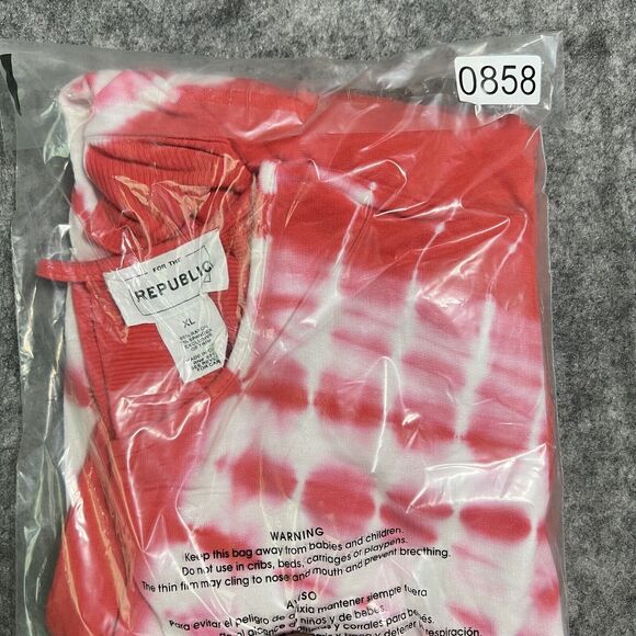 For The Republic Open Wrap Back Top Women’s XL Red Tie Dye Dolman Sleeve - Picture 16 of 16